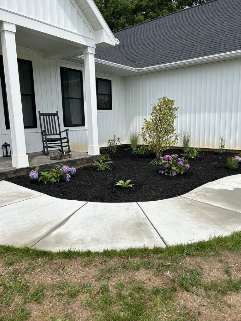 Planted garden with mulch - after picture
