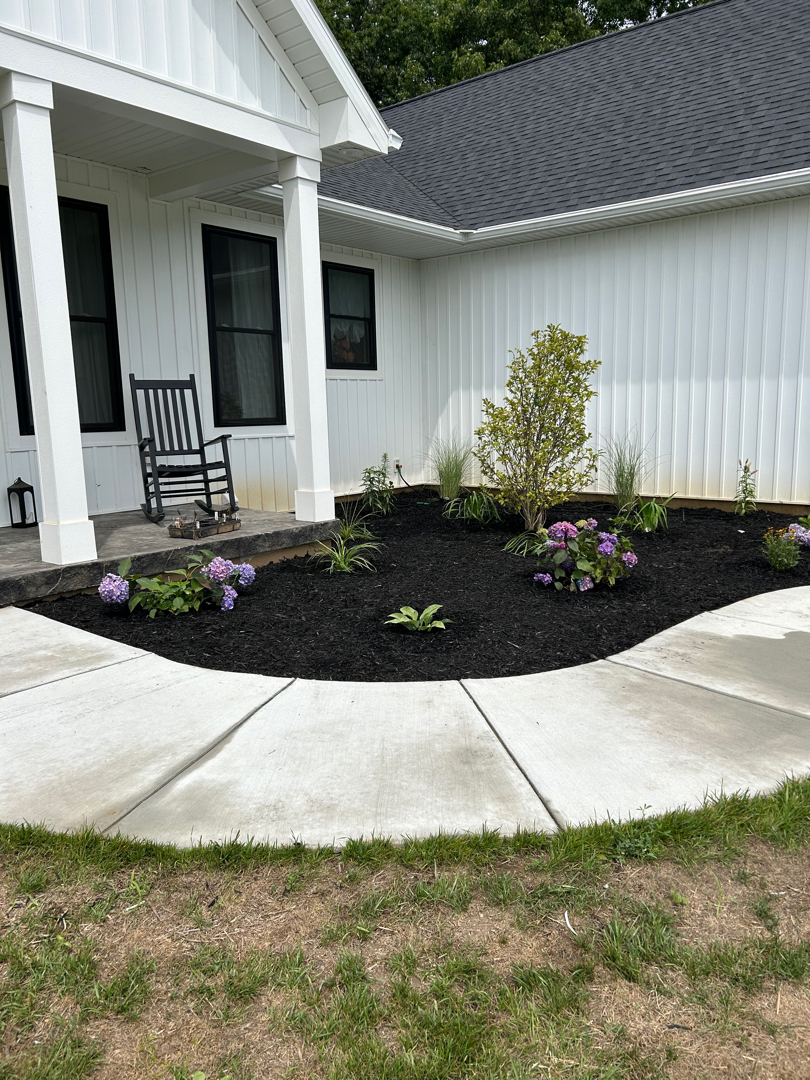 planted garden with mulch - after picture